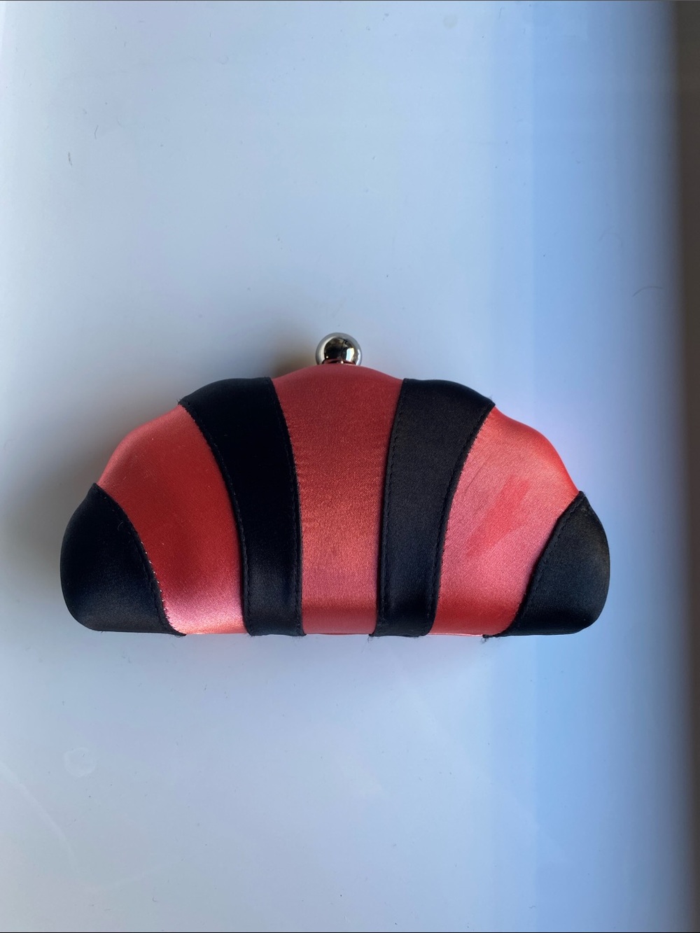 Red and Black Stripe Clutch Bag